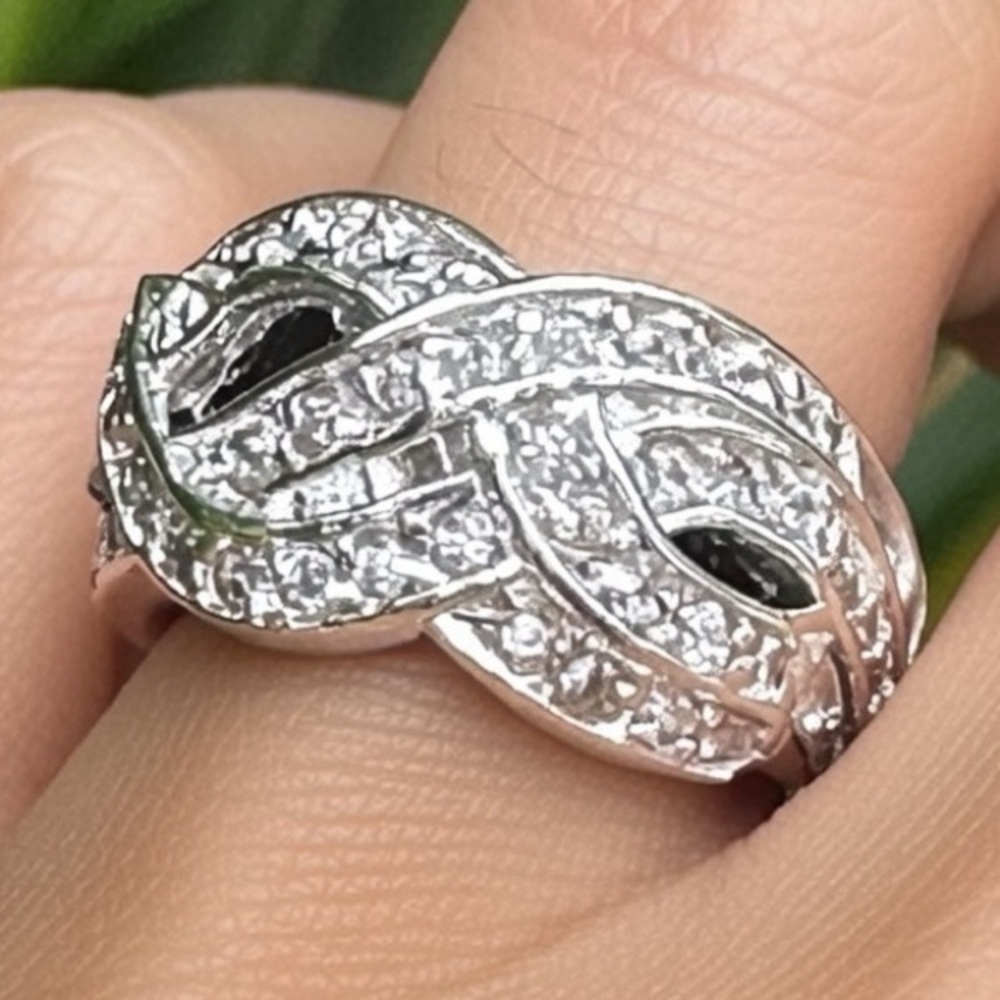 Sterling Silver White Cubic Zirconia Infinity Knot Ring